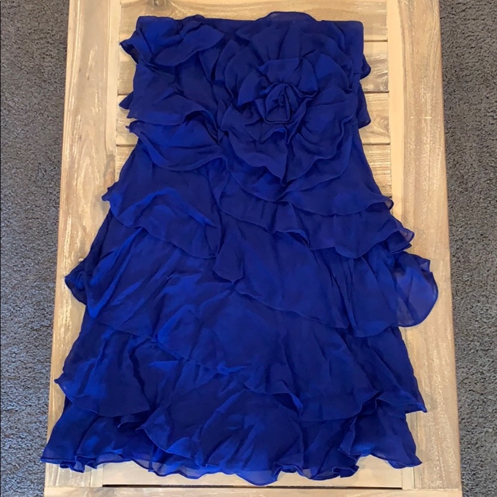 Blue Flower Strapless Dress - Express Size 6
